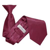 plain burgundy satin clip on tie