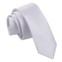 Plain Silver Satin Skinny Tie