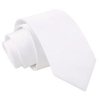 plain white satin slim tie