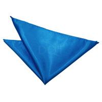 plain electric blue satin handkerchief pocket square