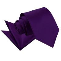 plain purple satin tie 2 pc set
