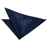 plain navy blue satin handkerchief pocket square