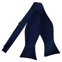 Plain Navy Blue Satin Self-Tie Bow Tie