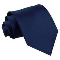 Plain Navy Blue Satin Tie