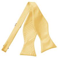 plain pale yellow satin self tie bow tie