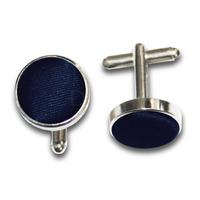 plain navy blue satin cufflinks