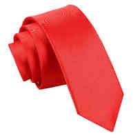 Plain Red Satin Skinny Tie