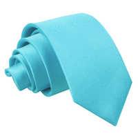 plain robins egg blue satin slim tie