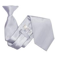 Plain Silver Satin Clip On Tie