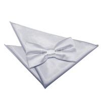 plain silver satin bow tie 2 pc set