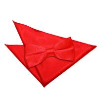 plain red satin bow tie 2 pc set