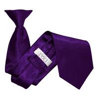 plain purple satin clip on tie