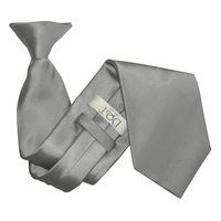 plain platinum satin clip on tie