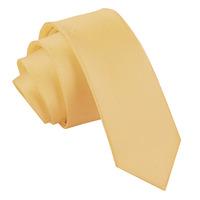 Plain Pale Yellow Satin Skinny Tie