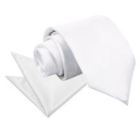 Plain White Satin Tie 2 pc. Set