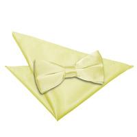 Plain Pale Yellow Satin Bow Tie 2 pc. Set