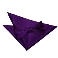 Plain Purple Satin Bow Tie 2 pc. Set