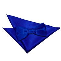 Plain Royal Blue Satin Bow Tie 2 pc. Set