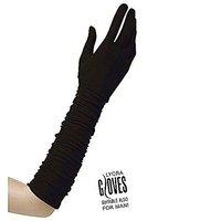 Plisse Lycra - Black Lycra Satin & Sequin Gloves For Fancy Dress Costumes