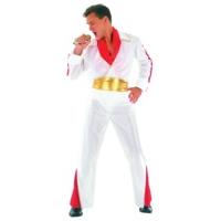 Plus Size White & Red Men\'s Elvis Rock Star Costume