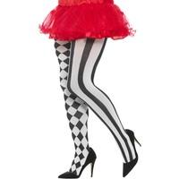 Plus Size White & Black Harlequin Tights