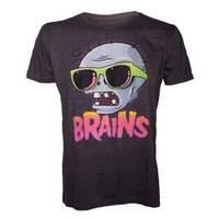 Plants Vs. Zombies Brains Zombie With Sunglasses Extra Large T-shirt Black