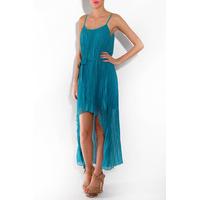 pleated dip hem dress