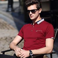 Plus Size Casual/Daily Work Simple Street chic Summer Polo, Solid Shirt Collar Short Sleeve Blue Red Gray Cotton Thin