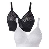 Playtex 2Pk Non Wired Lace Bras Blk/Wht
