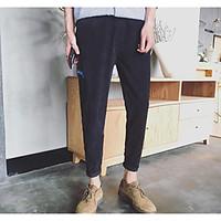 Plus Size Straight Chinos Pants, Going out Simple Solid Mid Rise Zipper Cotton Micro-elastic All Seasons