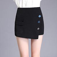 Plus Size Slim Shorts Pants, Going out Casual/Daily Simple Cute Solid Beaded High Rise Zipper Polyester Micro-elastic Summer