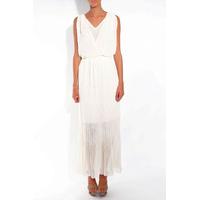 Pleated Wrap Front Maxi Dress