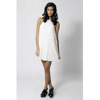 Pleated Lace High Neck Dress