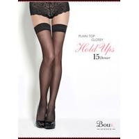 Plain top 15 denier glossy hold ups