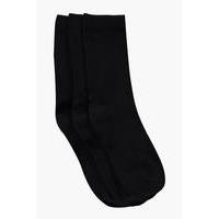 Plain 3 Pack Ankle Socks - black
