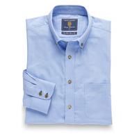 Plain Blue Twill Peached Cotton Button Down Collar Shirt