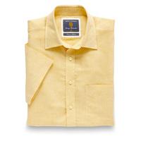 Plain Yellow Linen Cotton Short Sleeve Shirt