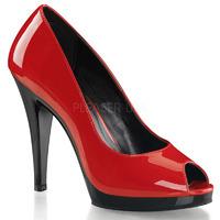 Pleaser Fabulicious Shoes Flair-474 Red Peep Toe Court Shoes