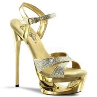 Pleaser Shoes Eclipse-619G Gold Chrome Platform Sandals Criss Cross Straps