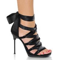 Pleaser Fabulicious Shoes Chic-26 Black Lace Ankle Tie Criss Cross Sandals