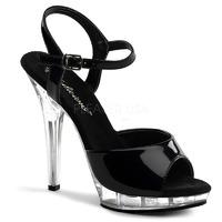 Pleaser Fabulicious Shoes Lip-109 Black and Clear Sandals