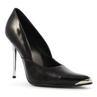 pleaser shoes heat 01 chrome stiletto heels black patent court shoes