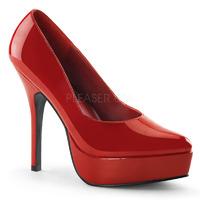 Pleaser Shoes Indulge-520 Red Patent Platform Court Shoes Stiletto Heels