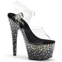 pleaser starsplash 708 clear ankle strap black platform sandals silver ...