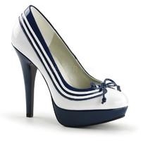 Pleaser Funtasma Shoes Lolita-13 White-Navy Blue Platform Court Shoes