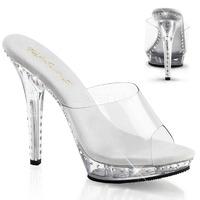 Pleaser Fabulicious Shoes Lip-101LS Clear Slip-on Platform Mules