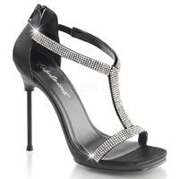Pleaser Fabulicious Shoes Chic-21 Black Crystal Embellished T-Strap Sandals