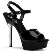 Pleaser Shoes Allure-609 Black Patent Open Toe Metal High Heels Platform Sandals
