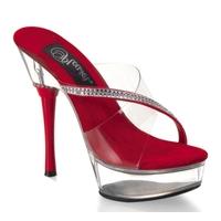 Pleaser Shoes Allure-603 Clear and Red Platform Slip-On Mules