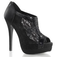 Pleaser Fabulicious Bella-26 Peep-Toe Black Satin Lace Platform Shoes